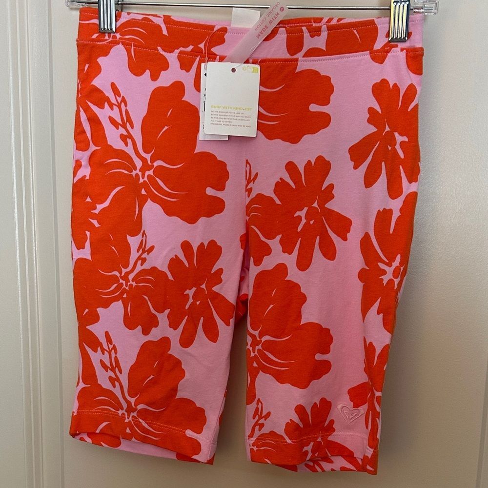 Roxy Kate Bosworth Pink and Red Floral Bike Shorts Women’s Sz Small NWT